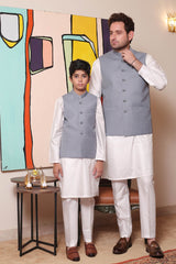 Real Image Kids Waist Coat Collection'2025-OKW-039 Smart Fit Ash Grey