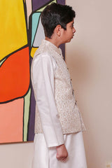 Real Image Kids Waist Coat Collection'2025-OKW-142 Smart Fit Pearl Wht