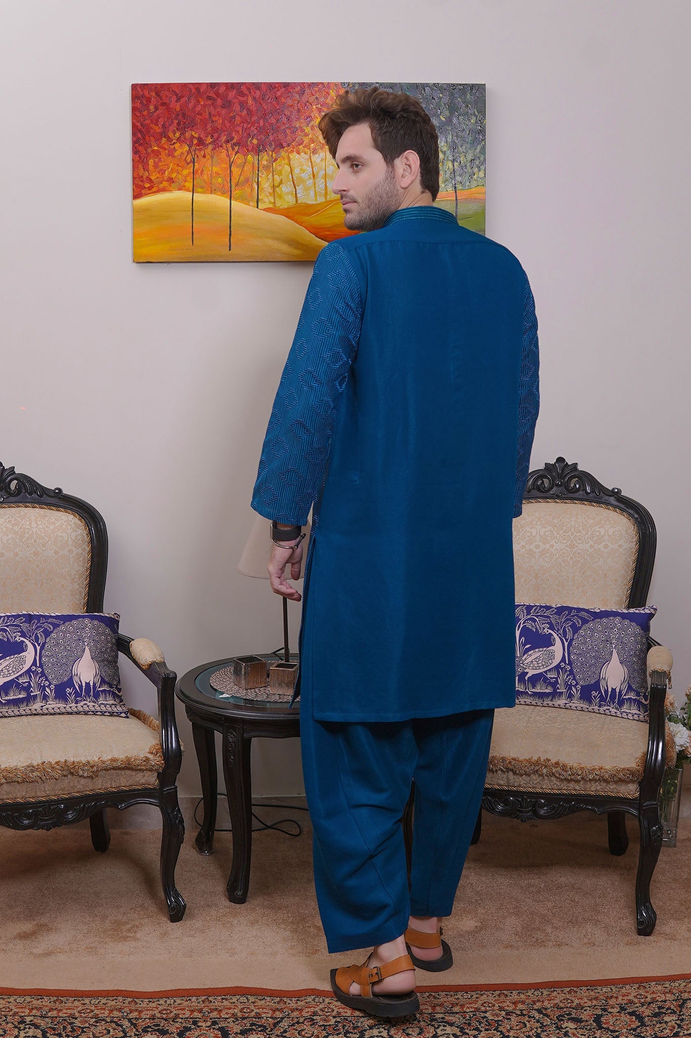 Real Image Mens Kurta Shalwar Collection'2025-D - 489 Sea Green