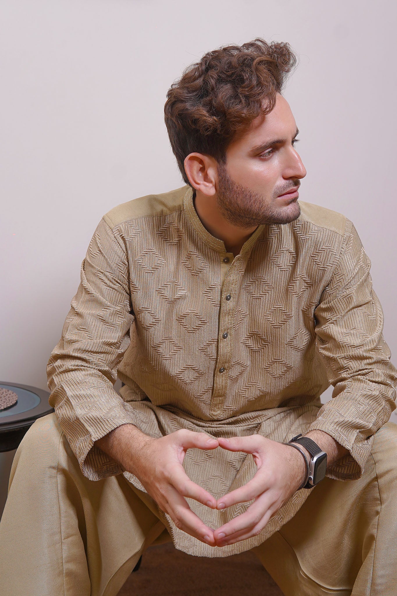 Real Image Mens Kurta Shalwar Collection'2025-D - 489 Fawn