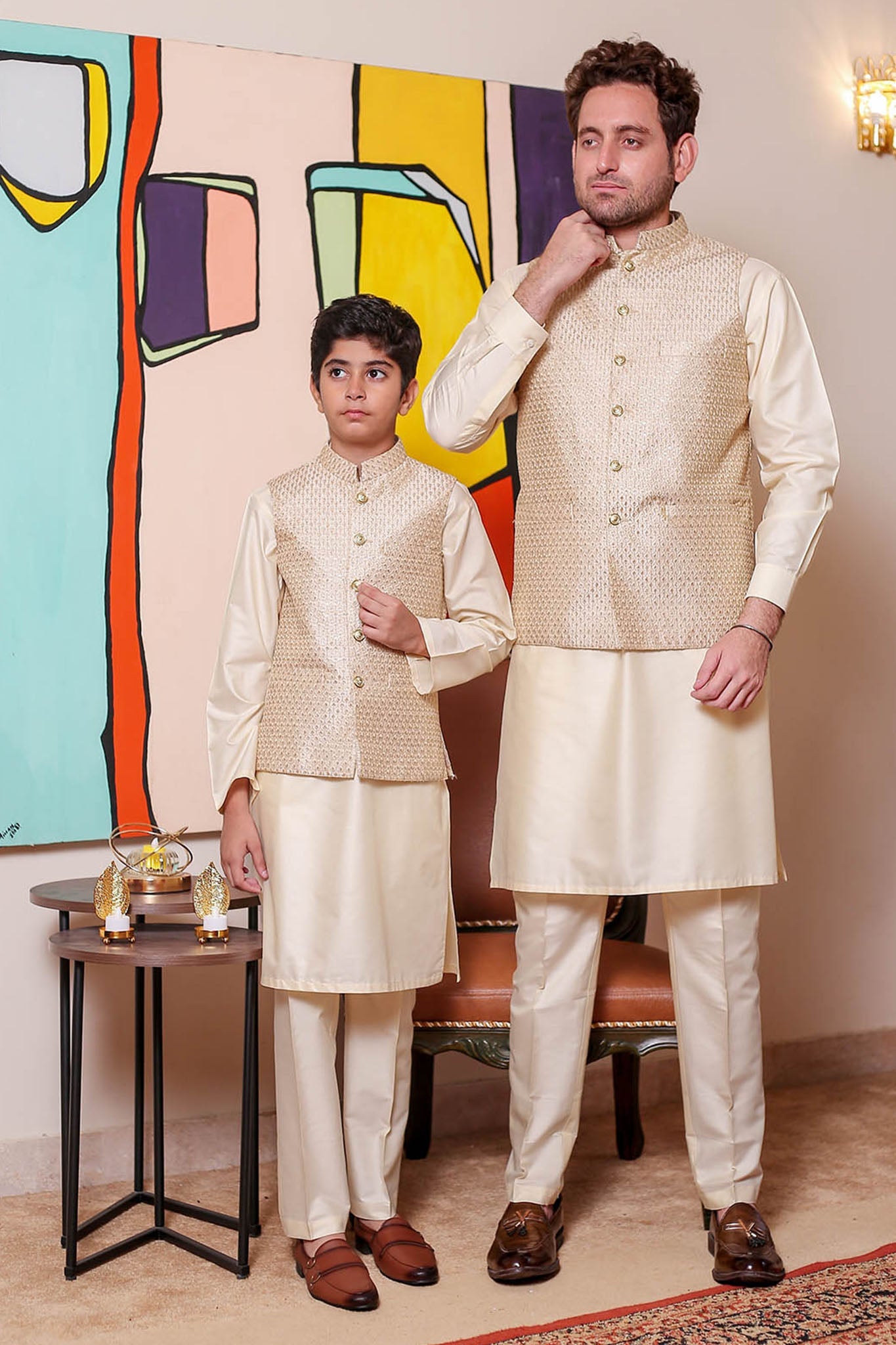 Real Image Kids Waist Coat Collection'2025-OKW-049 Smart Fit Gold