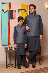 Real Image Kids Waist Coat Collection'2025-OKW-028 Smart Fit Grey