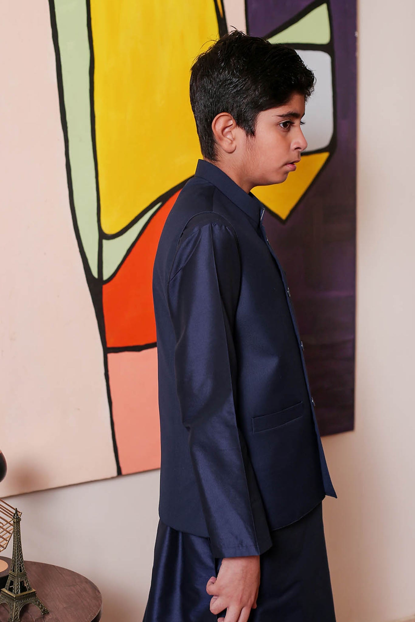 Real Image Kids Waist Coat Collection'2025-OKW-031 Smart Fit Blue