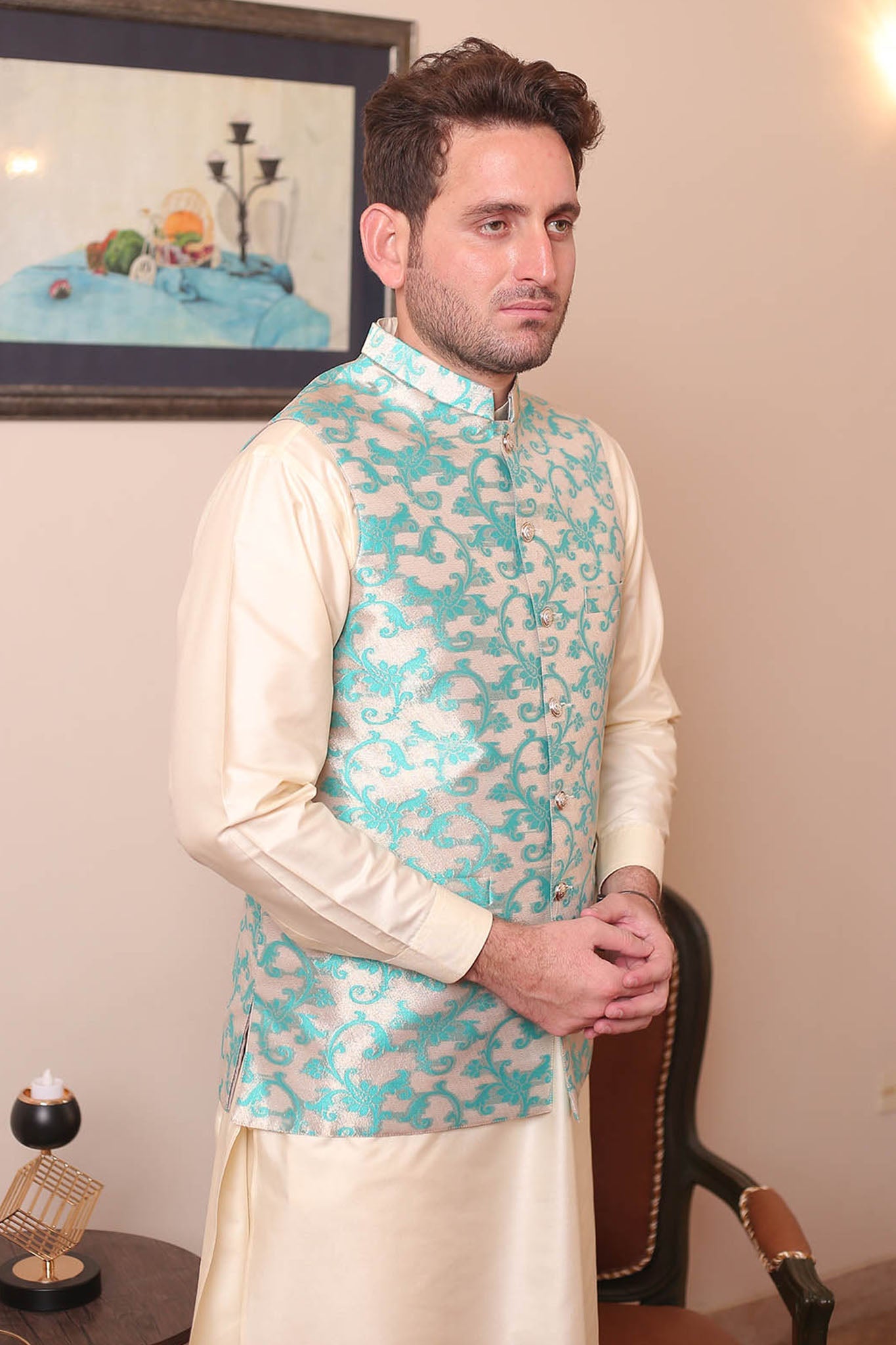 Real Image Mens Waist Coat Collection'2025-WP - 160 Sky Blue