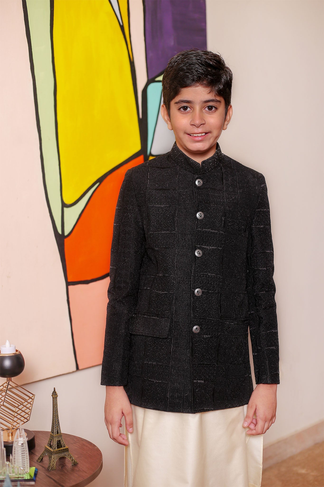 Real Image Kids Waist Coat Collection'2025-OKPC-015 Smart Fit Black