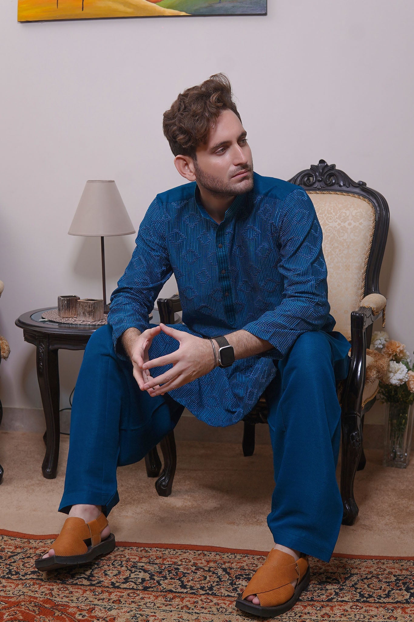 Real Image Mens Kurta Shalwar Collection'2025-D - 489 Sea Green