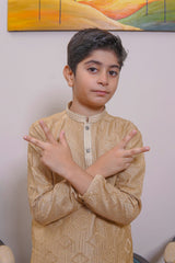 Real Image Kids Kurta Shalwar Collection-KS-489 Slim Fit Gold