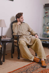 Real Image Mens Kurta Shalwar Collection'2025-D - 489 Fawn