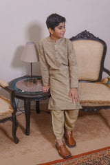 Real Image Kids Kurta Shalwar Collection-KS-489 Slim Fit Fawn