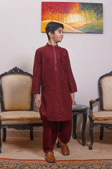 Real Image Kids Kurta Shalwar Collection-KS-489 Slim Fit Maroon