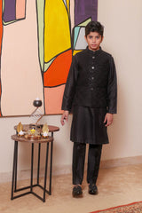 Real Image Kids Waist Coat Collection'2025-OKW-044 Smart Fit Black