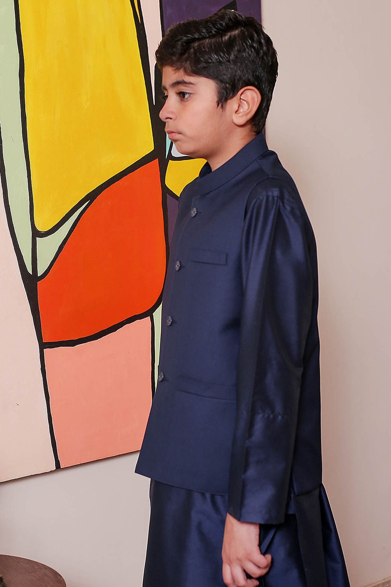 Real Image Kids Waist Coat Collection'2025-OKW-031 Smart Fit Blue