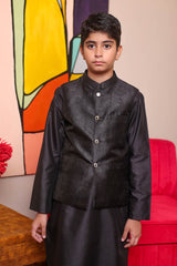 Real Image Kids Waist Coat Collection'2025-KWP-136 Smart Fit Black