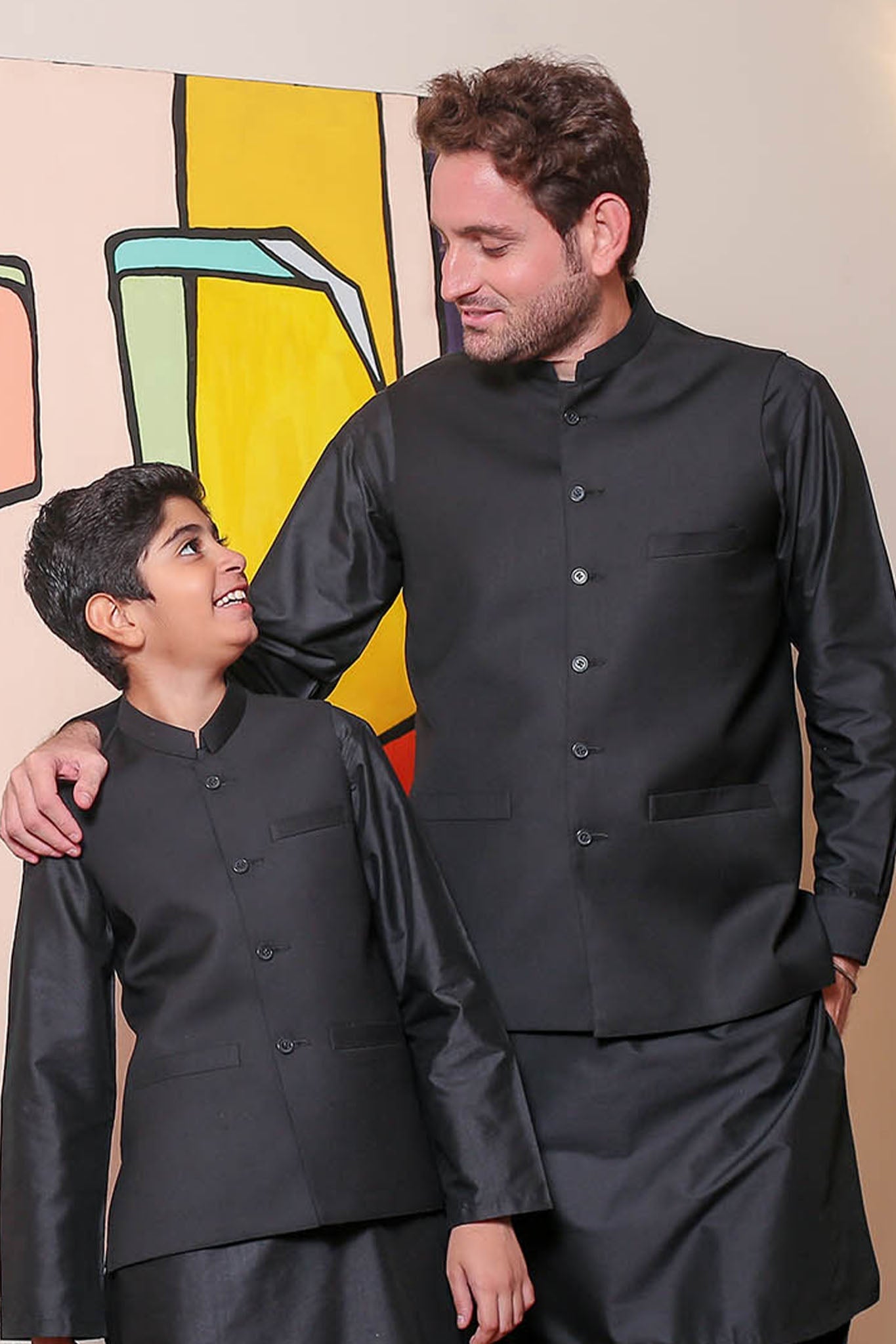 Real Image Kids Waist Coat Collection'2025-OKW-037 Smart Fit Black