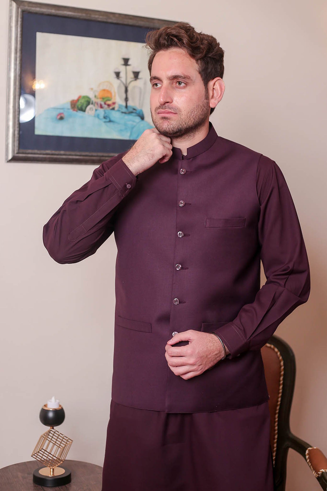 Real Image Mens Waist Coat Collection'2025-OW - 038A Burgundy