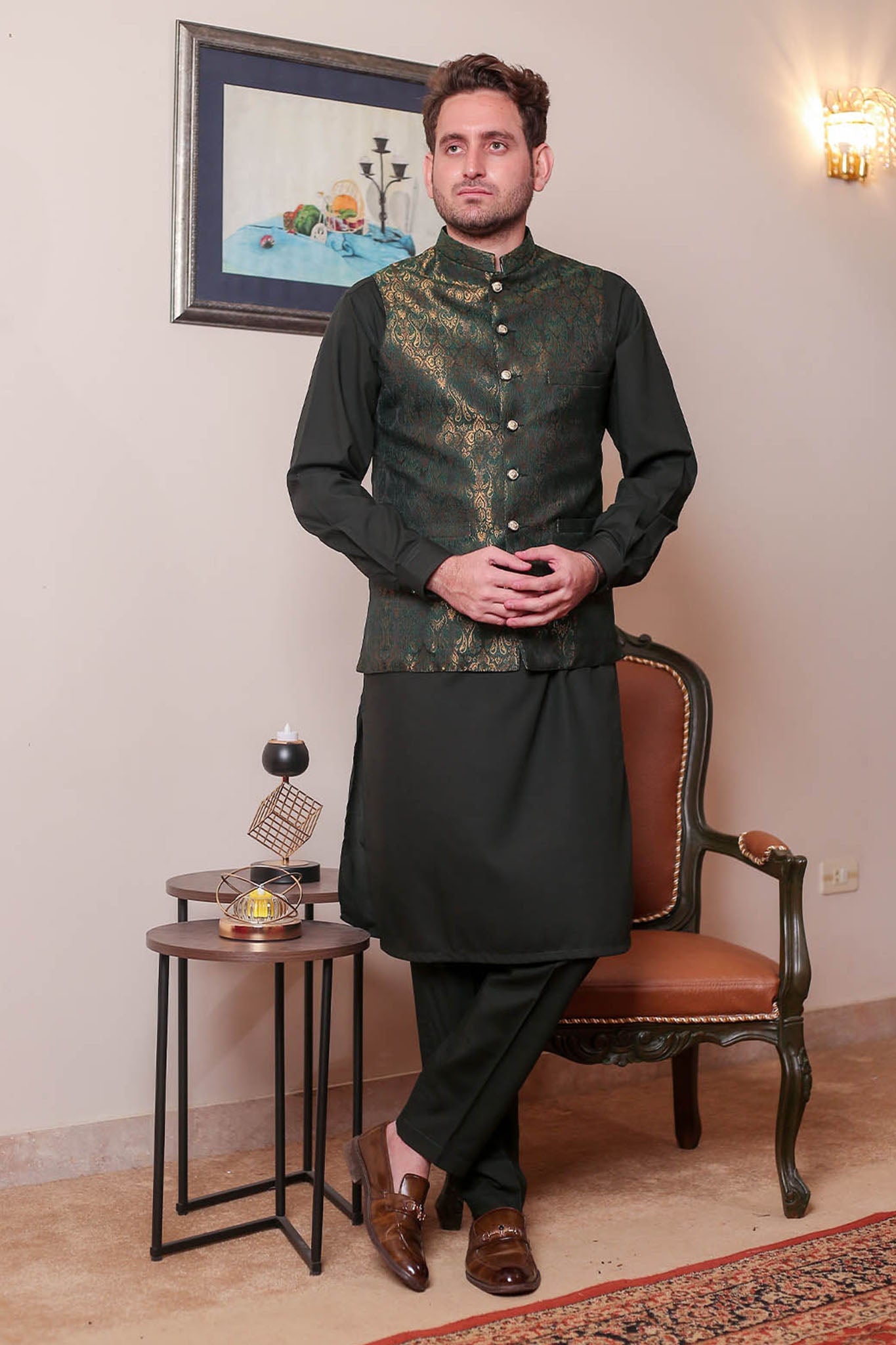 Real Image Mens Waist Coat Collection'2025-OW - 048 Dark Green