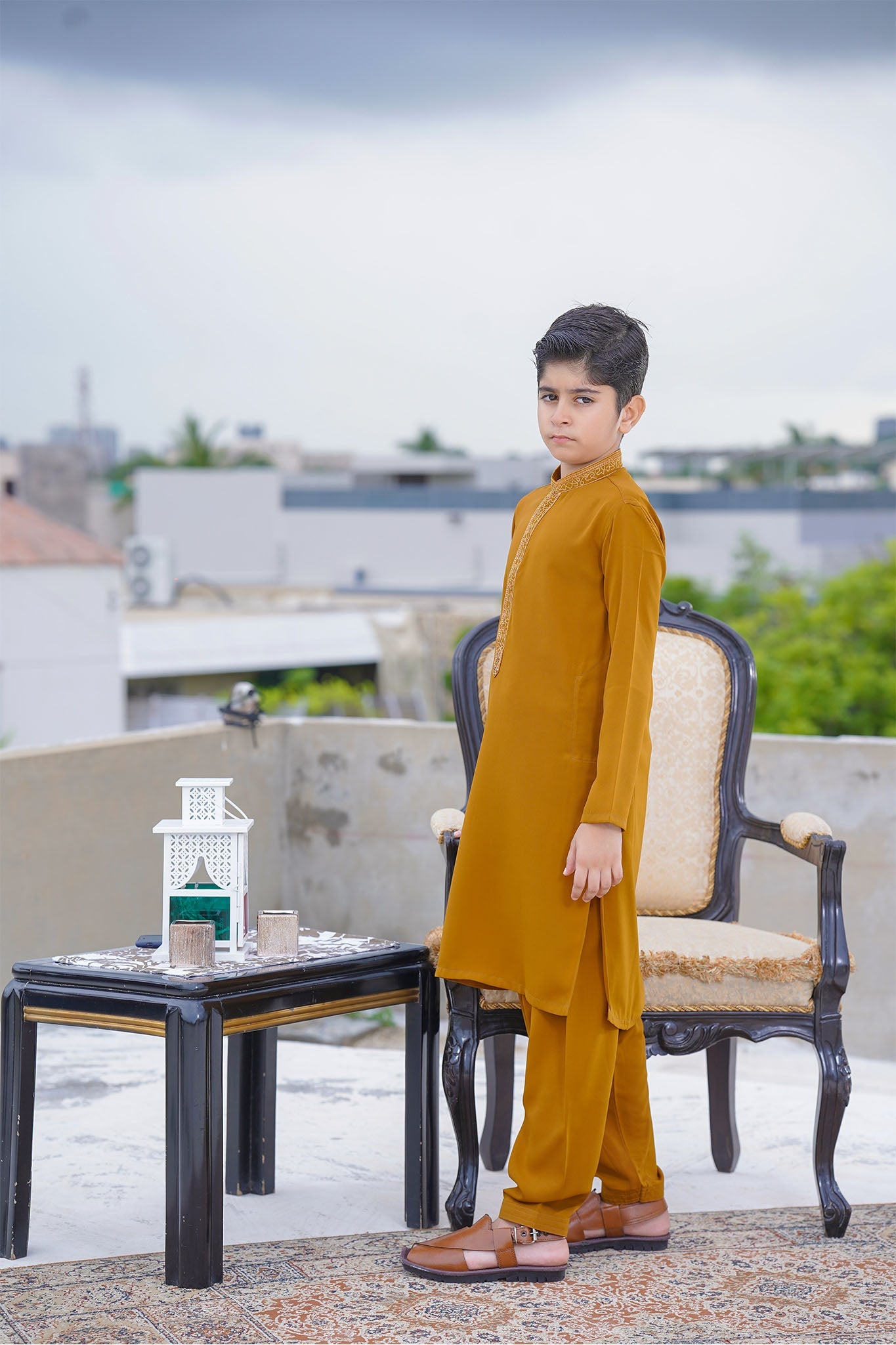 Real Image Kids Kurta Shalwar Collection-KS-479 Slim Fit Mustard