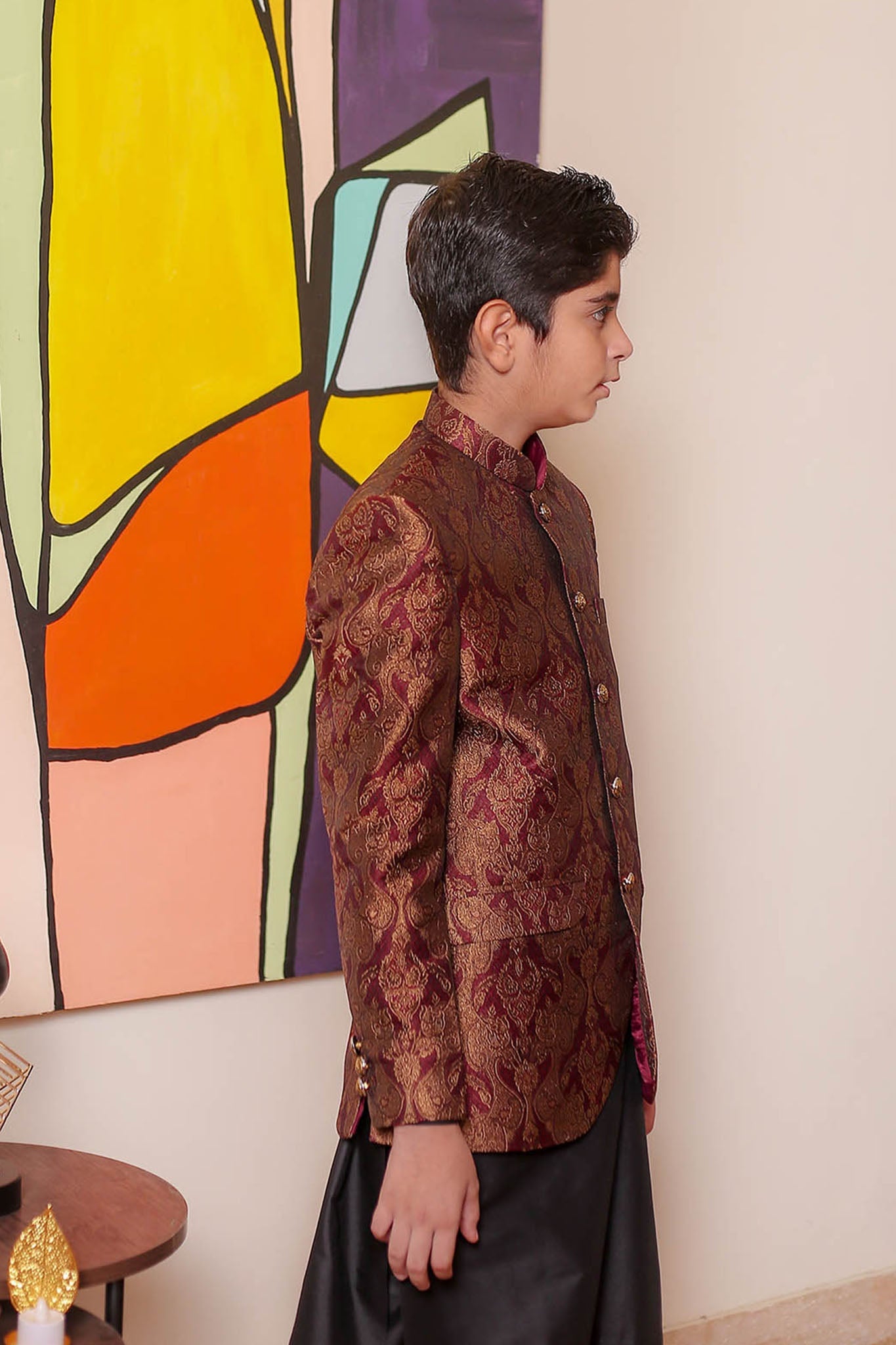 Real Image Kids Waist Coat Collection'2025-OKPC-020 Smart Fit Maroon