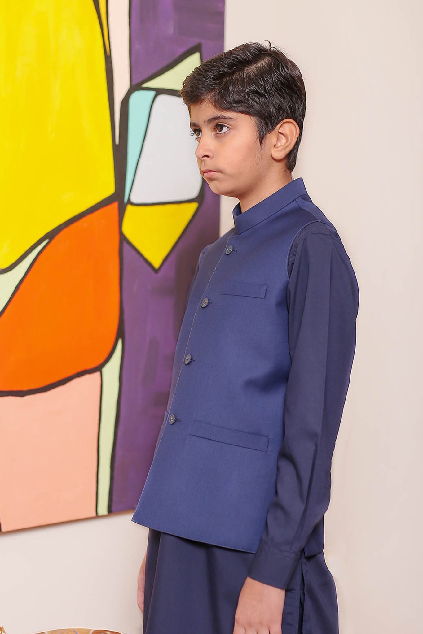Real Image Kids Waist Coat Collection'2025-OKW-032 Smart Fit Royal Blue