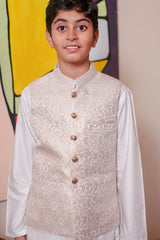 Real Image Kids Waist Coat Collection'2025-OKW-142 Smart Fit Pearl Wht