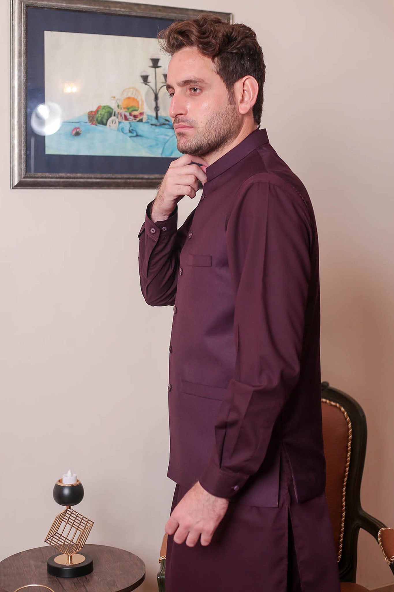 Real Image Mens Waist Coat Collection'2025-OW - 038A Burgundy