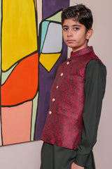 Real Image Kids Waist Coat Collection'2025-OKW-043 Smart Fit Maroon