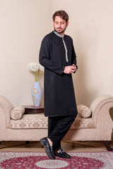 Real Image Mens Kurta Shalwar Winter Collection'2025-D-270 Black