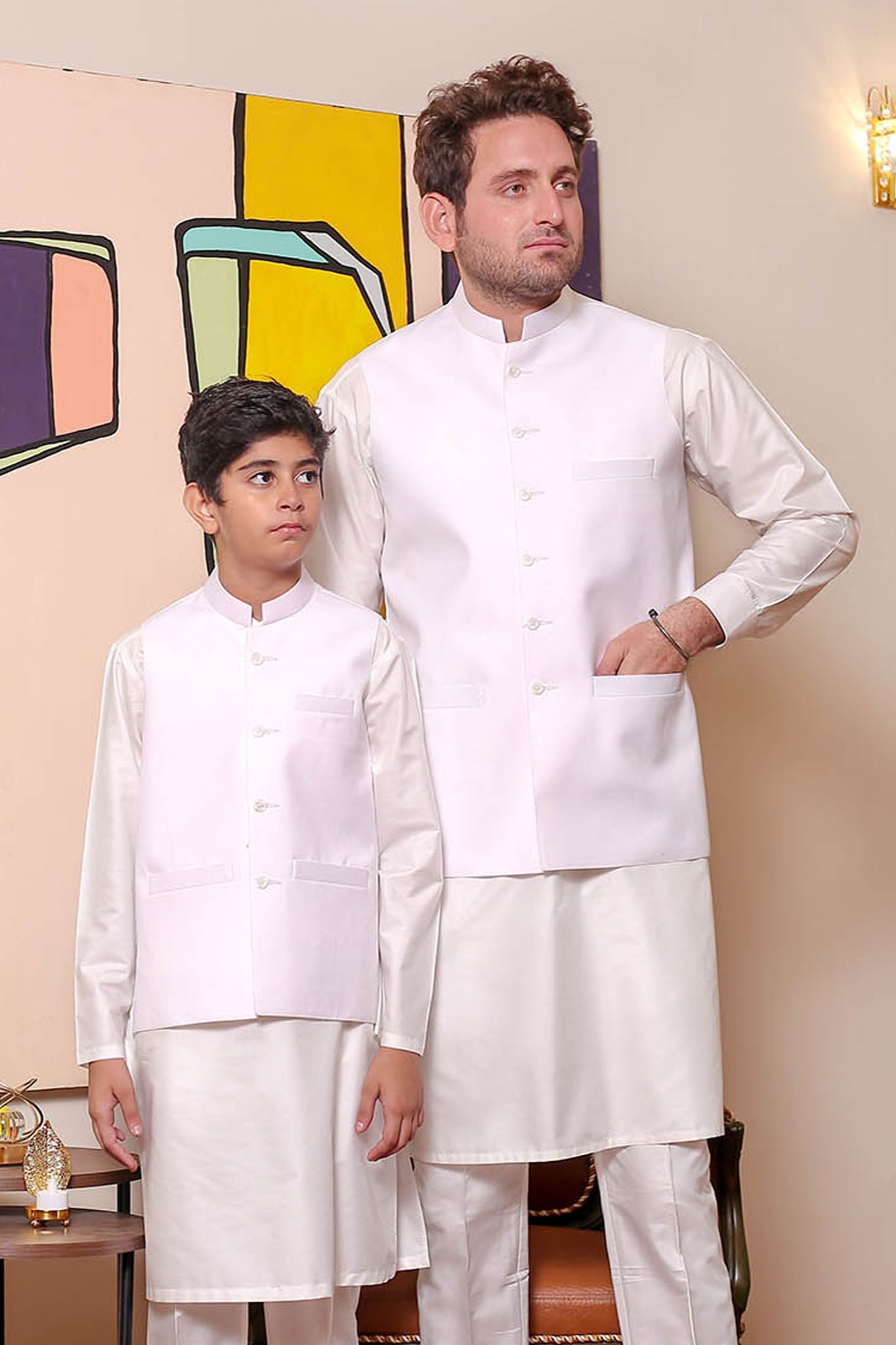 Real Image Kids Waist Coat Collection'2025-OKW-025 Smart Fit Off White