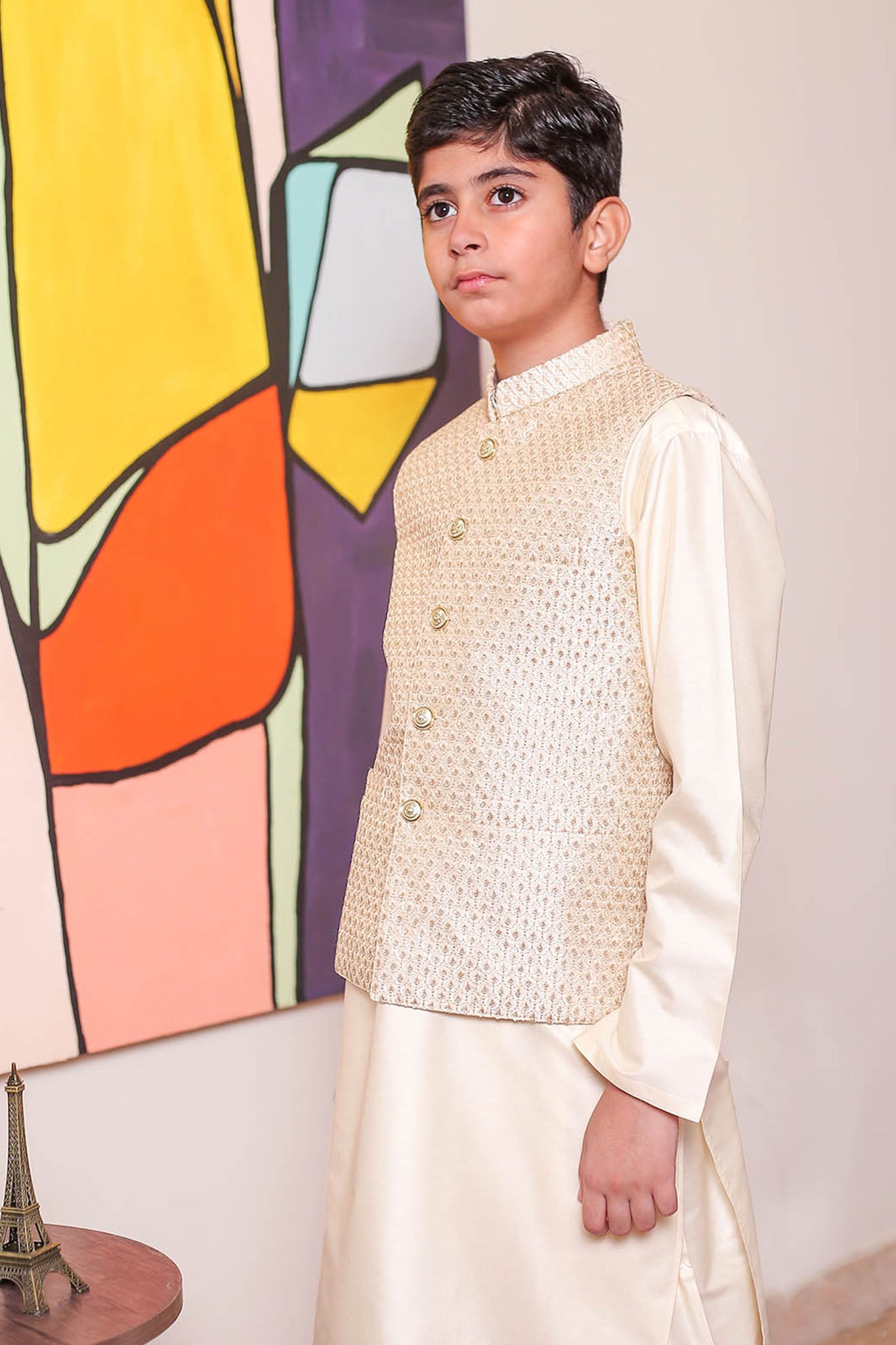 Real Image Kids Waist Coat Collection'2025-OKW-049 Smart Fit Gold
