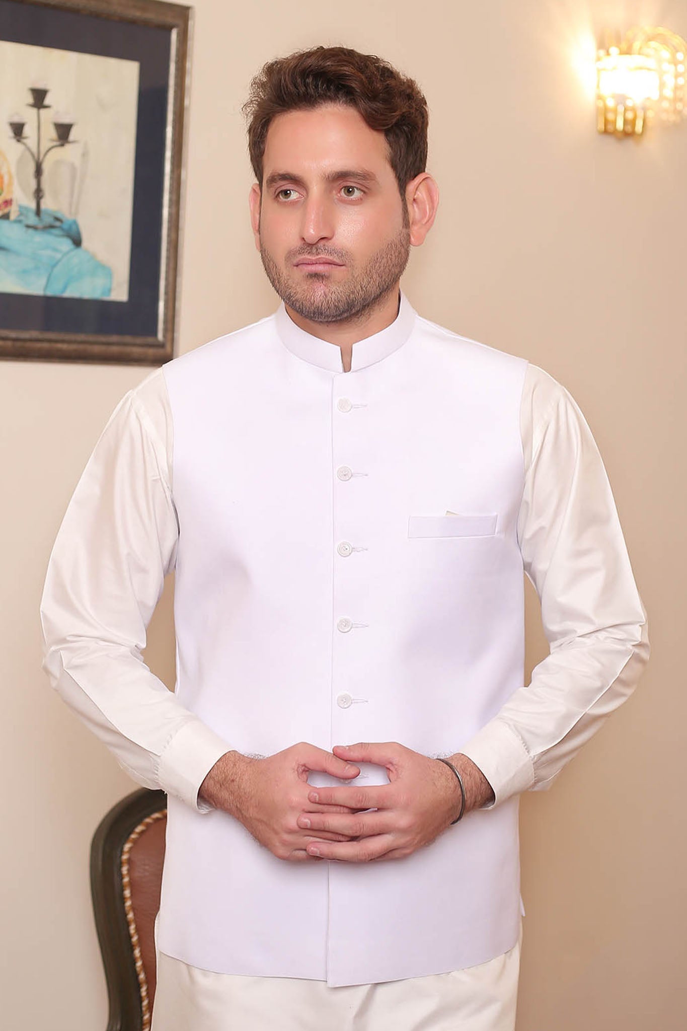 Real Image Mens Waist Coat Collection'2025-OW - 026 White