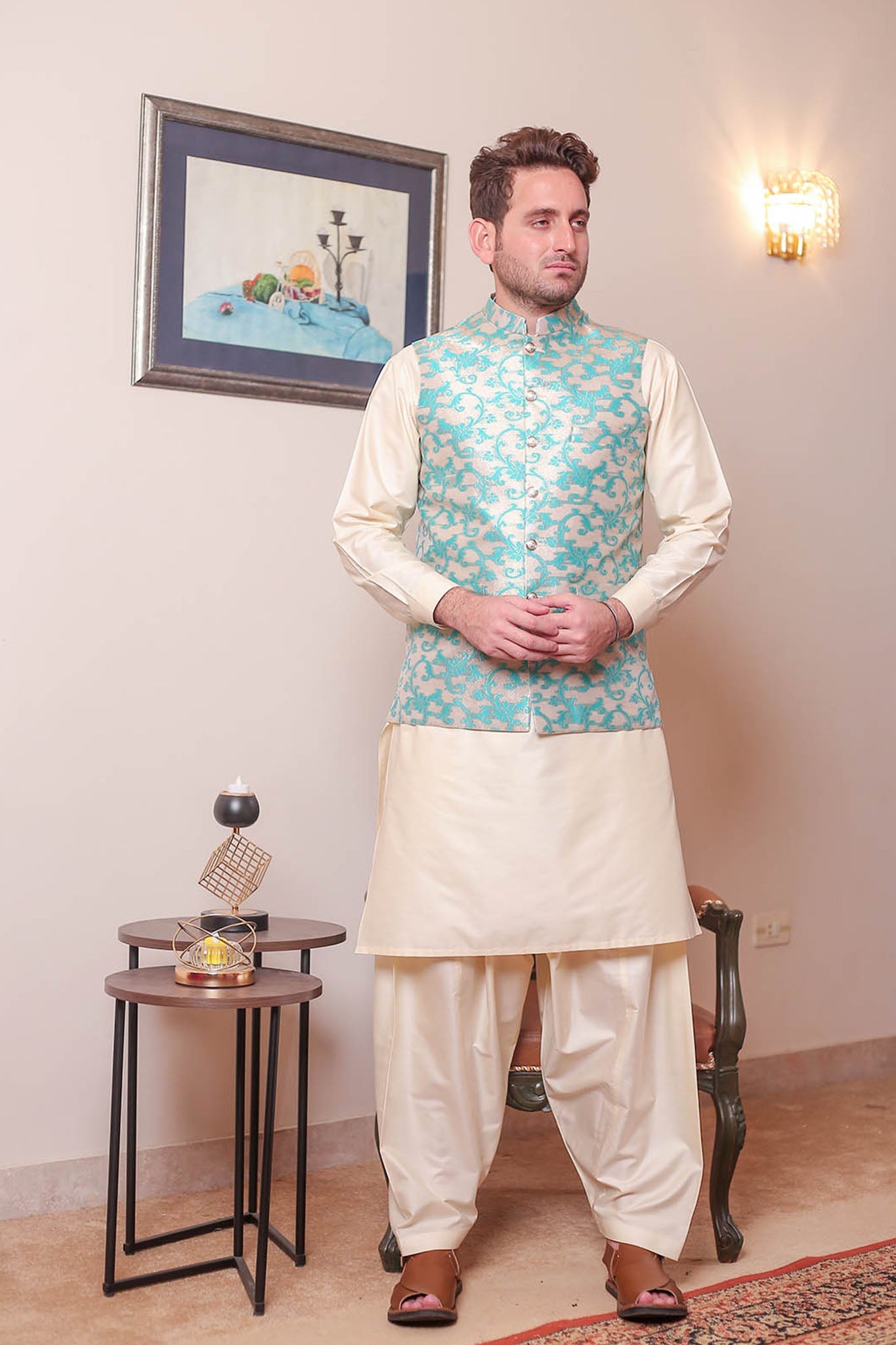 Real Image Mens Waist Coat Collection'2025-WP - 160 Sky Blue