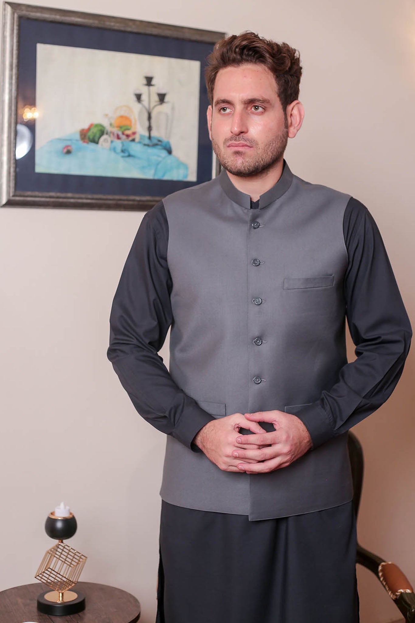 Real Image Mens Waist Coat Collection'2025-OW - 029 Grey
