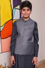 Real Image Kids Waist Coat Collection'2025-OKW-029 Smart Fit Grey