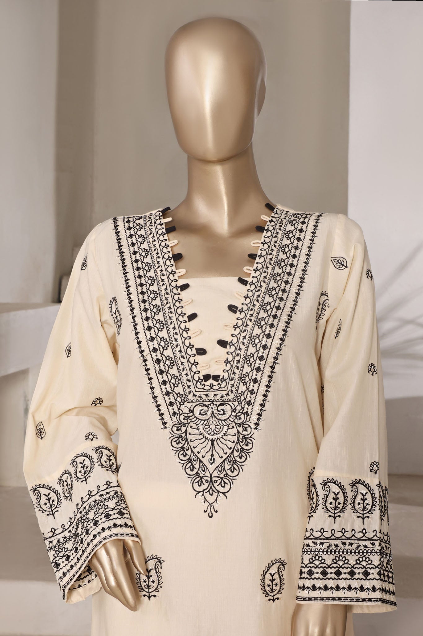 Vybe By Sada Bahar Stitched 2 Piece Emb Cotton Collection'2025-MEL-03-Cream