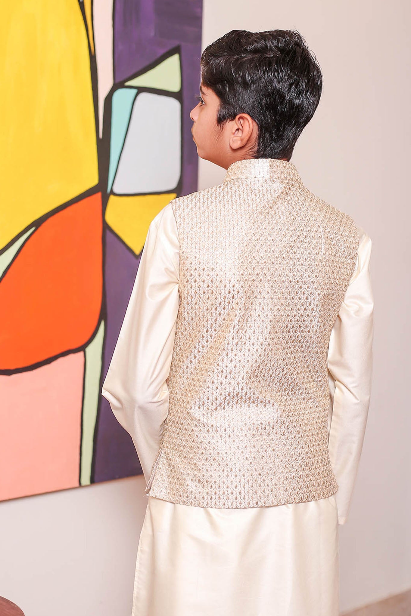 Real Image Kids Waist Coat Collection'2025-OKW-049 Smart Fit Gold