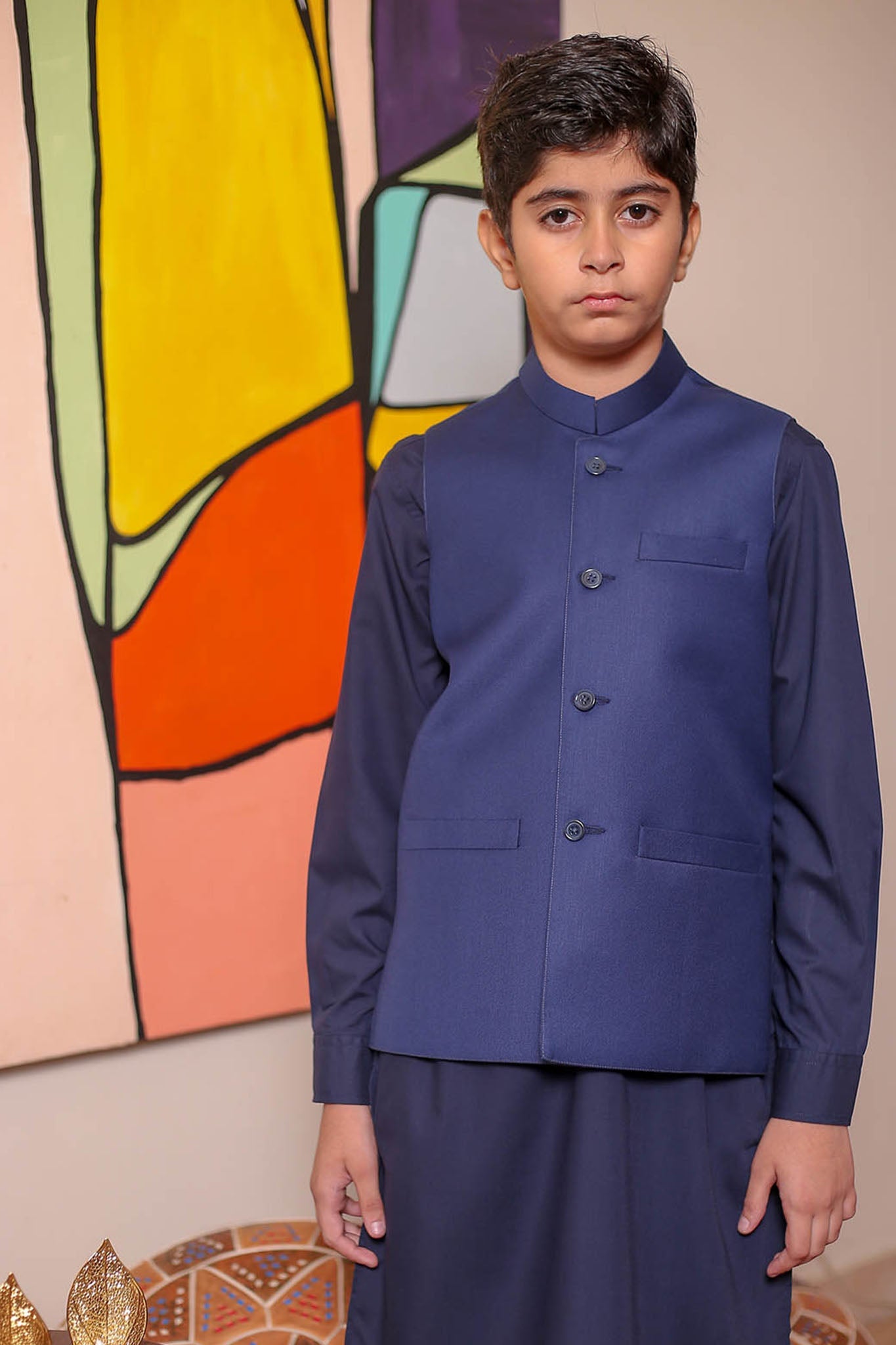 Real Image Kids Waist Coat Collection'2025-OKW-032 Smart Fit Royal Blue