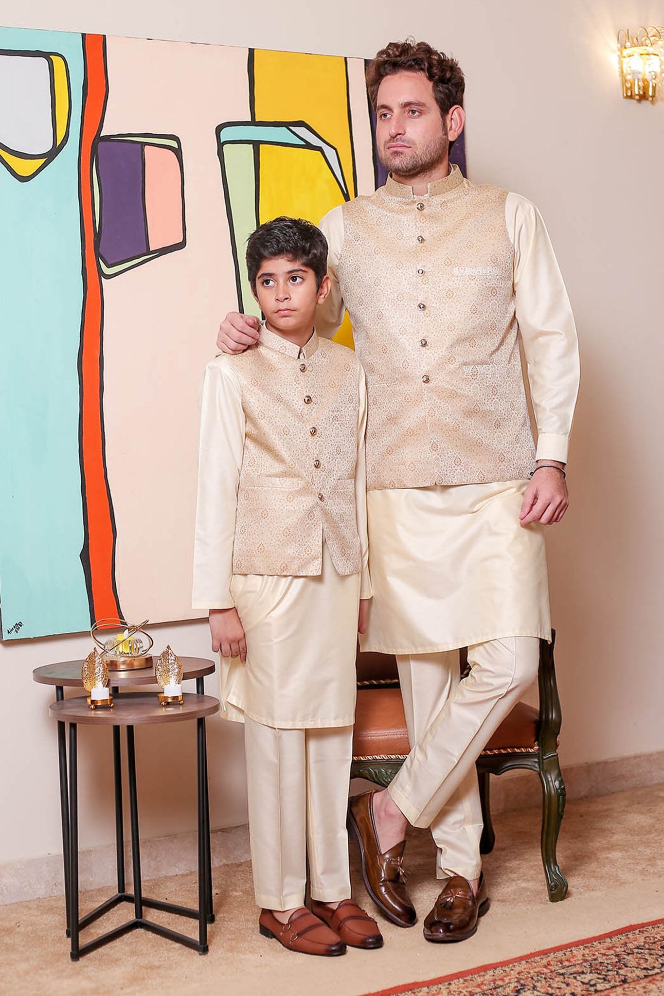 Real Image Kids Waist Coat Collection'2025-KW-161 Smart Fit Gold