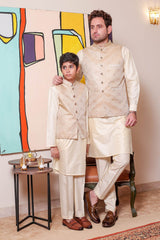 Real Image Kids Waist Coat Collection'2025-KW-161 Smart Fit Gold