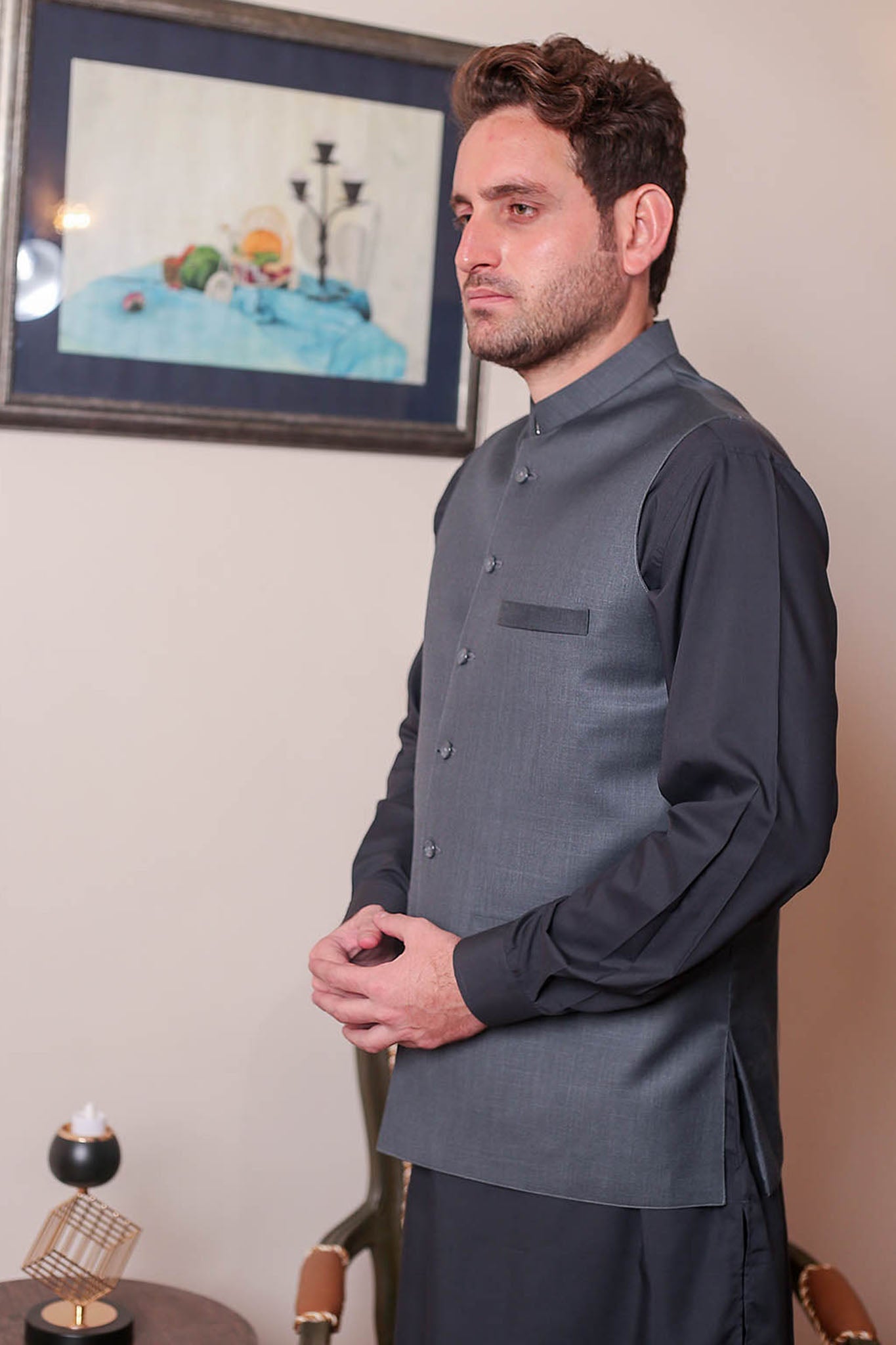 Real Image Mens Waist Coat Collection'2025-OW - 028 Grey