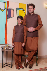 Real Image Kids Waist Coat Collection'2025-OKW-034 Smart Fit Brown