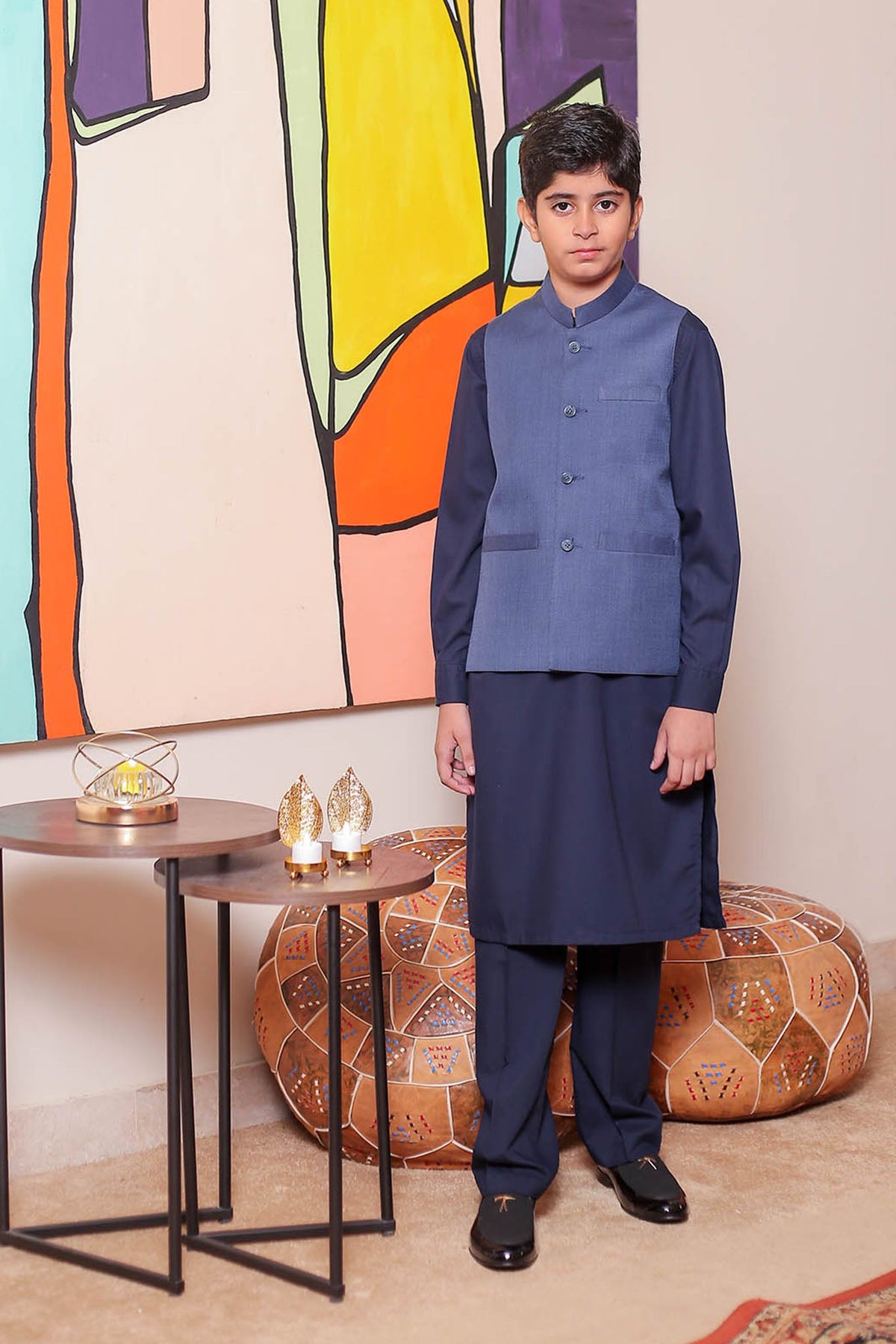 Real Image Kids Waist Coat Collection'2025-OKW-033 Smart Fit Blue