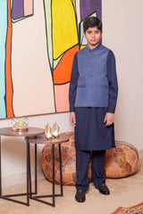Real Image Kids Waist Coat Collection'2025-OKW-033 Smart Fit Blue