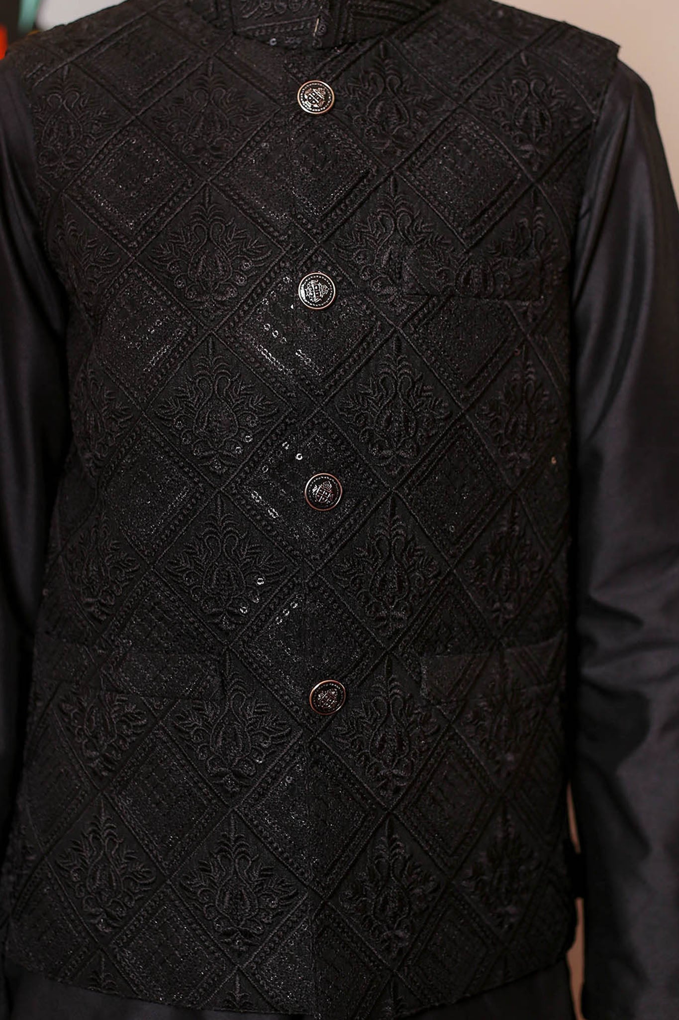 Real Image Kids Waist Coat Collection'2025-OKW-044 Smart Fit Black