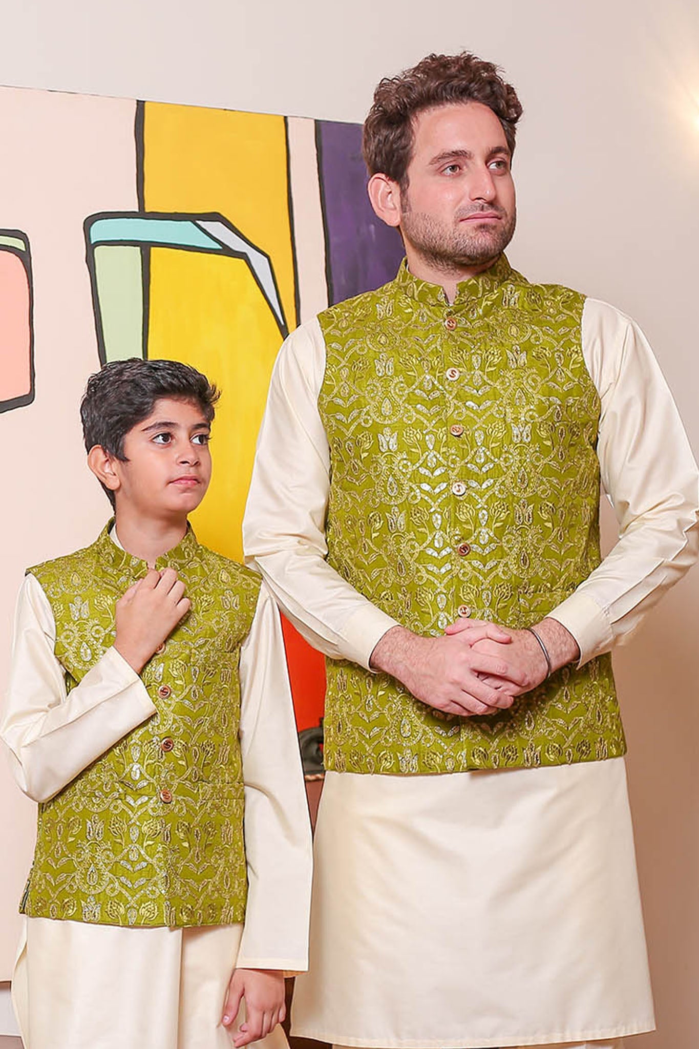 Real Image Kids Waist Coat Collection'2025-OKW-050 Smart Fit Green