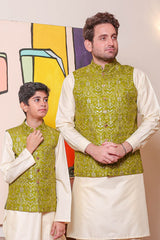 Real Image Kids Waist Coat Collection'2025-OKW-050 Smart Fit Green