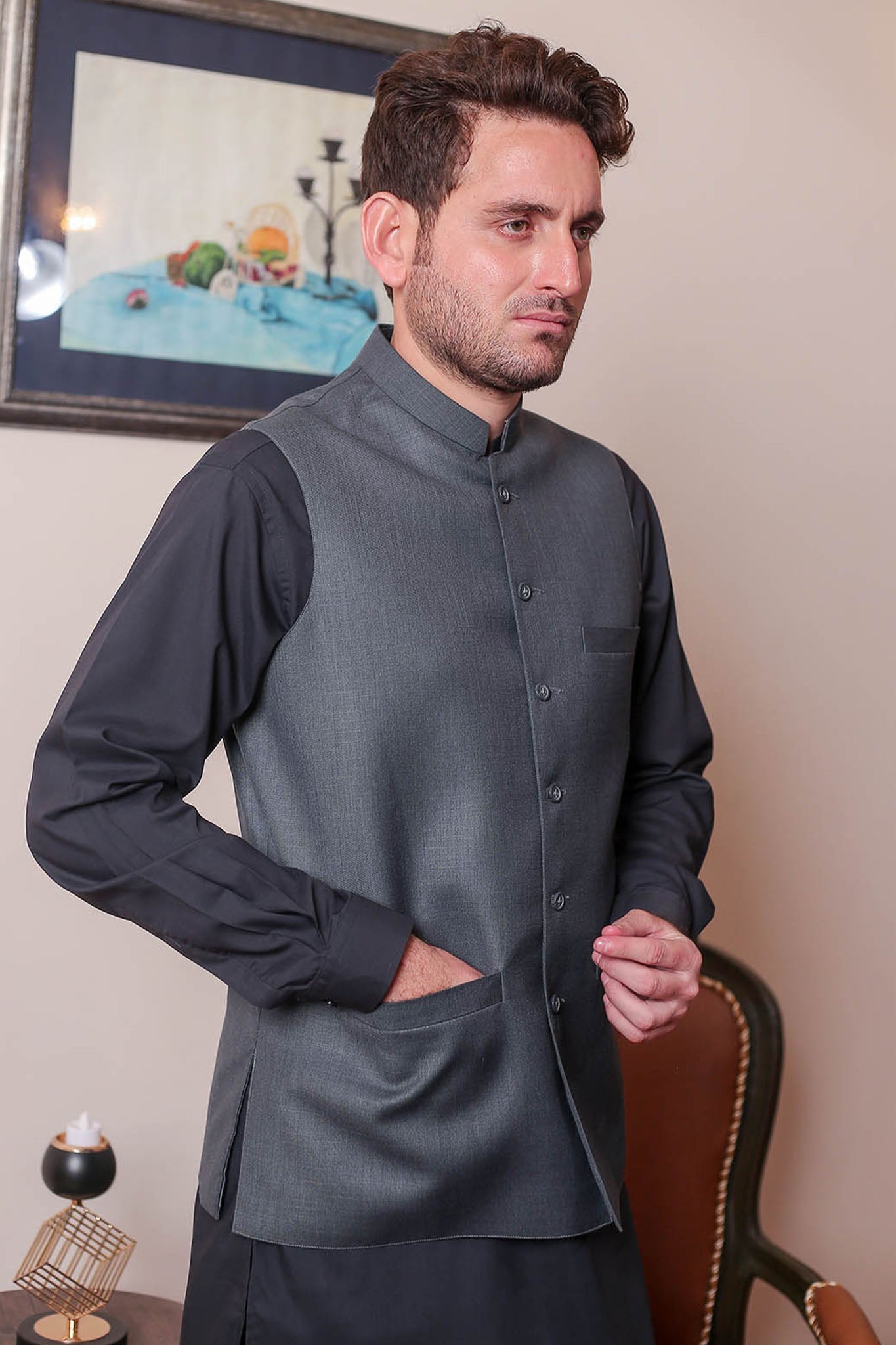 Real Image Mens Waist Coat Collection'2025-OW - 028 Grey