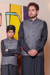 Real Image Kids Waist Coat Collection'2025-OKW-029 Smart Fit Grey