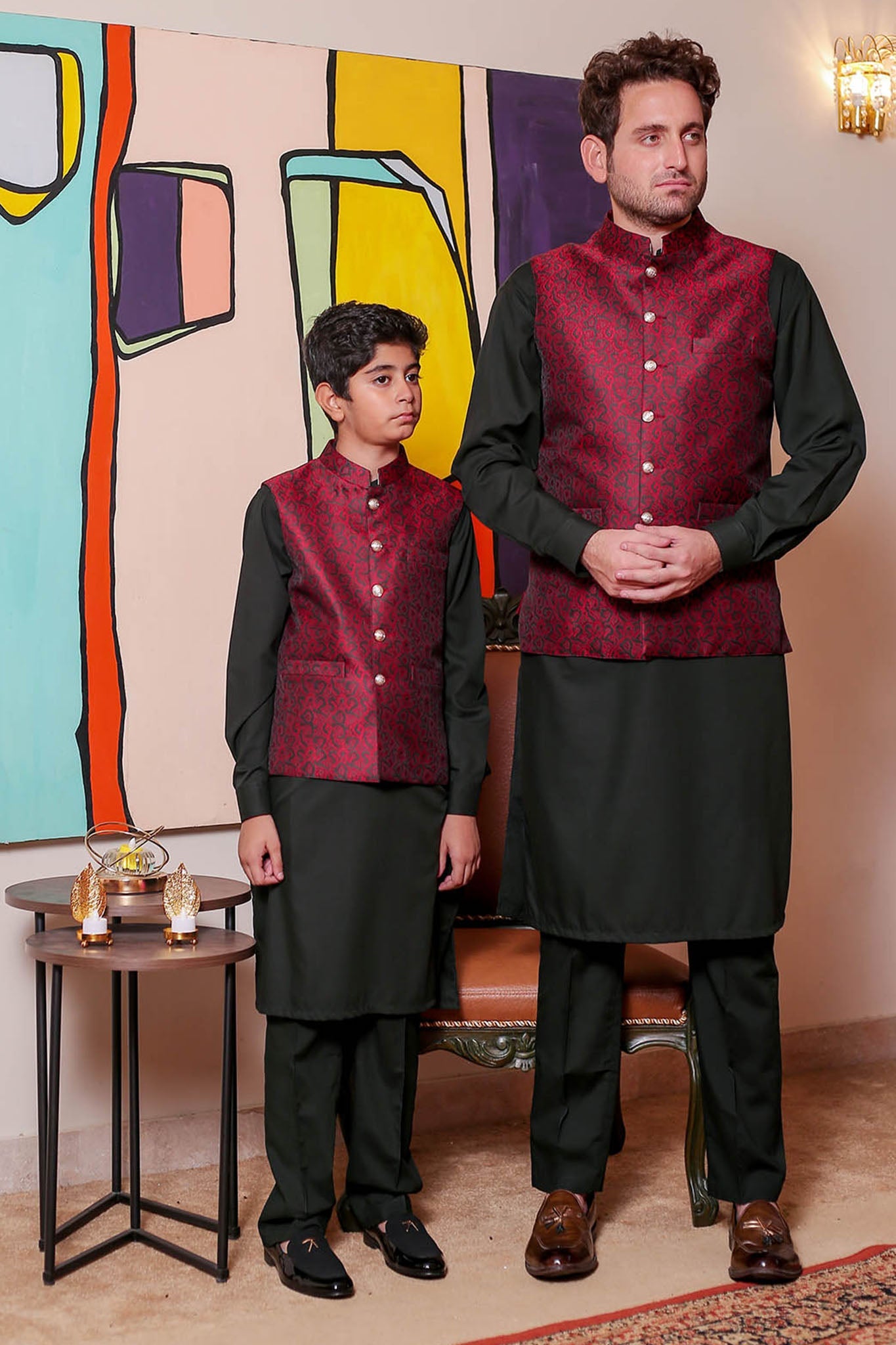 Real Image Kids Waist Coat Collection'2025-OKW-043 Smart Fit Maroon