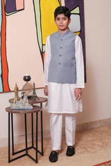 Real Image Kids Waist Coat Collection'2025-OKW-039 Smart Fit Ash Grey