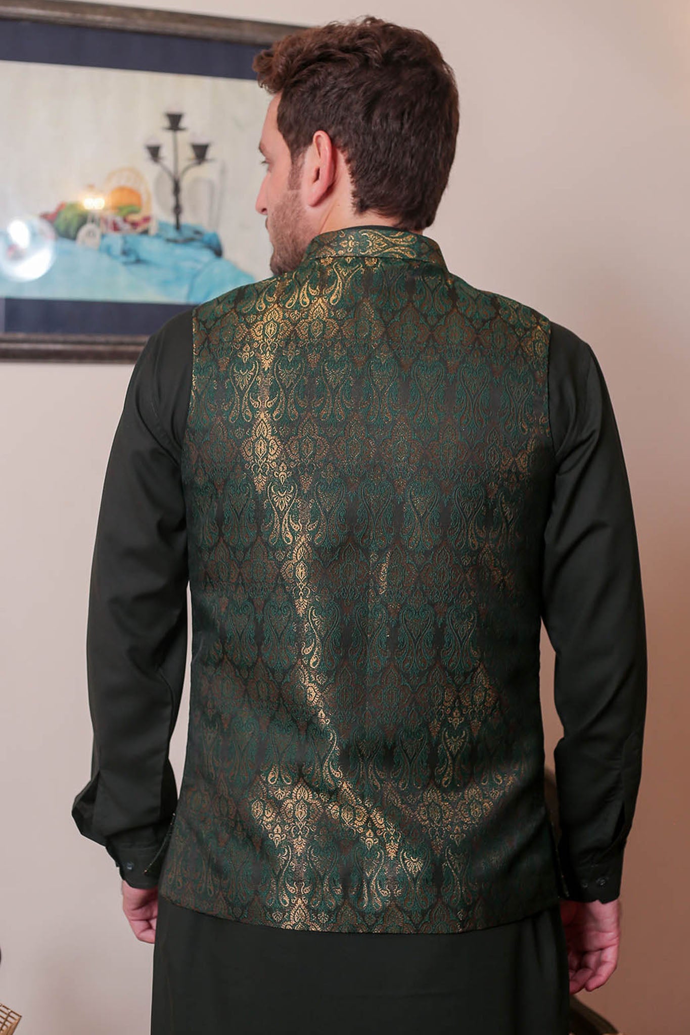 Real Image Mens Waist Coat Collection'2025-OW - 048 Dark Green